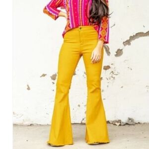NEW lucky & Blessed mustard bell jeans sz 18 cowgirl